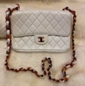 Chanel Vintage White Tortoiseshell Shoulder Bag